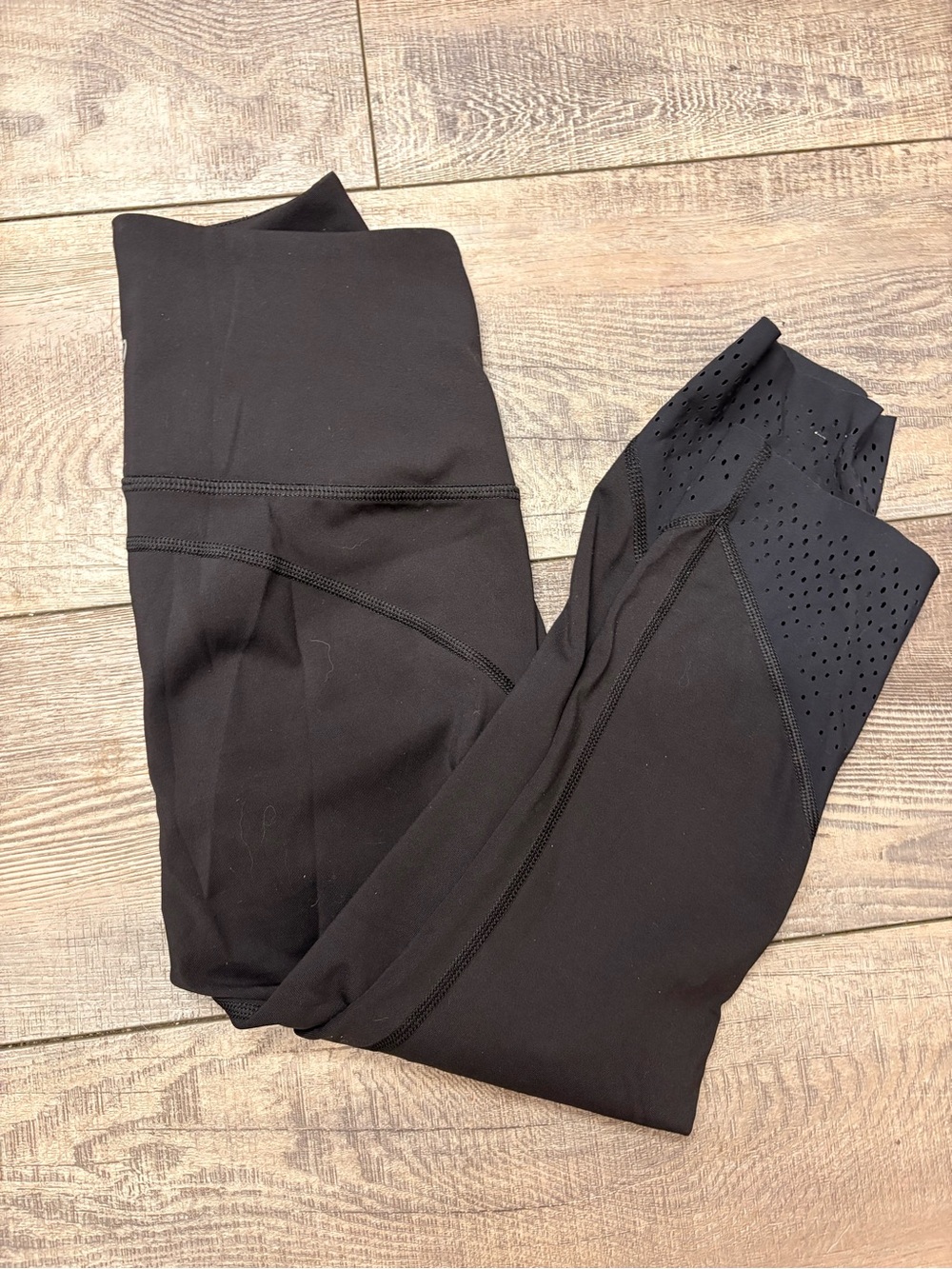 lululemon athletica Black Leggings with Perforated Ankle Details cropped